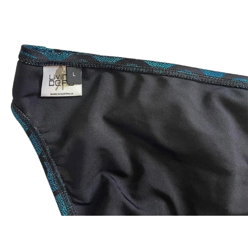 Living Dead Clothing Mermaid Bikini Bottom | Teal Foil Scale Goth Swimwear